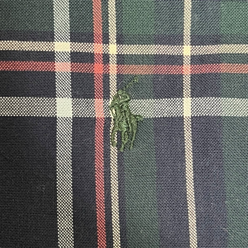 Vtg Ralph Lauren Shirt Mens XL Green Blue Plaid Classic Fit 100% Cotton Preppy